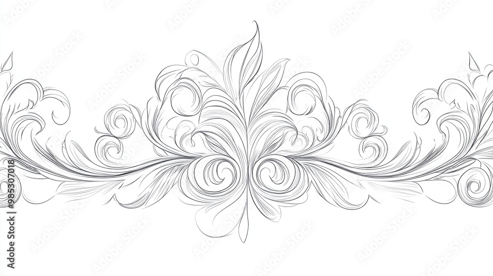 Poster elegant continuous line drawing featuring a decorative border frame
