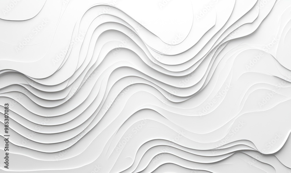 Poster abstract white topographic map background featuring curved lines and wave like reliefs isolated cont