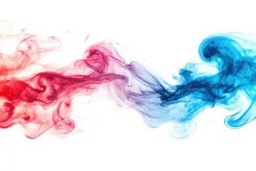 Abstract illustration of vibrant colorful smoke on a white background featuring shades of red and blue creating a visually appealing ink effect