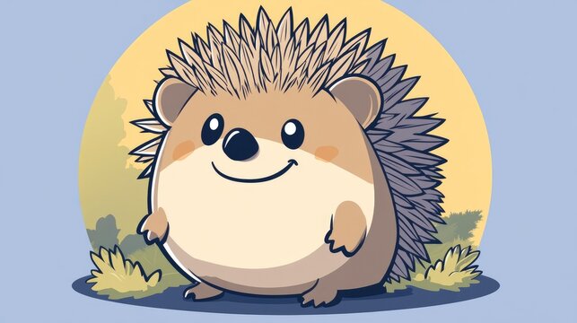 recommend clip art: Humorous cartoon illustration of a hedgehog in line art style