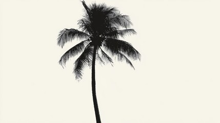 Line art illustration featuring a silhouette of a coconut tree against a simple background