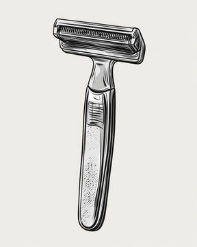 recommend clip art: Line art illustration of a cartoon style folding razor