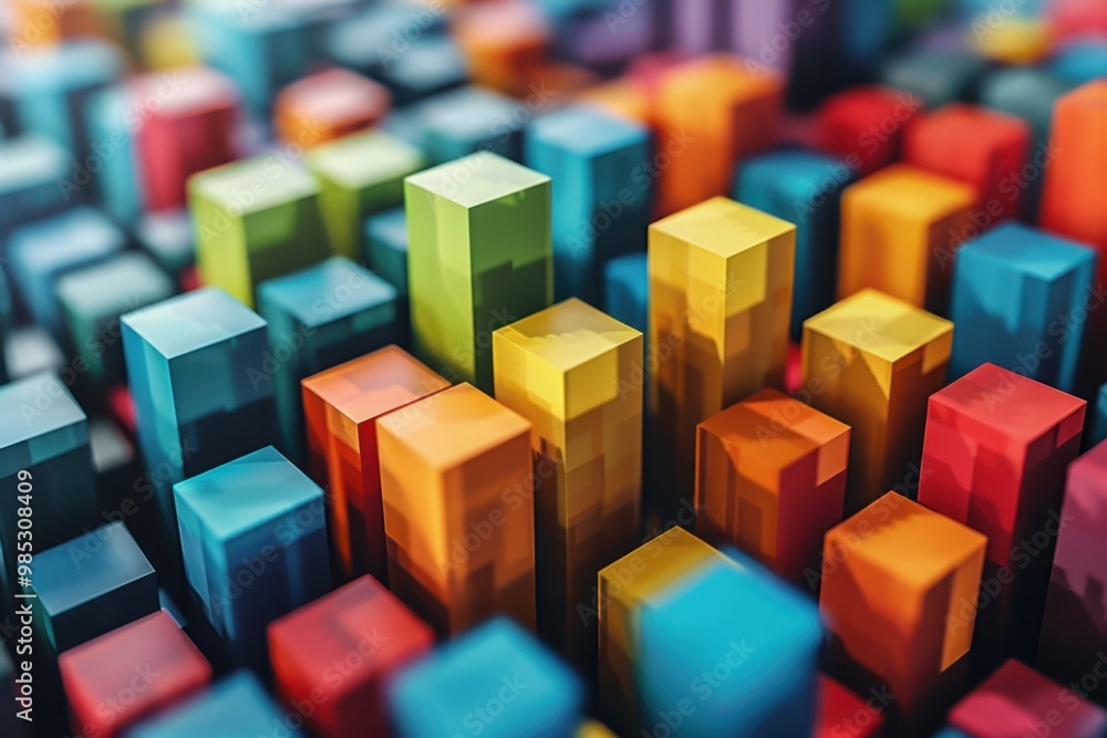 Poster a colorful image of many different colored cubes