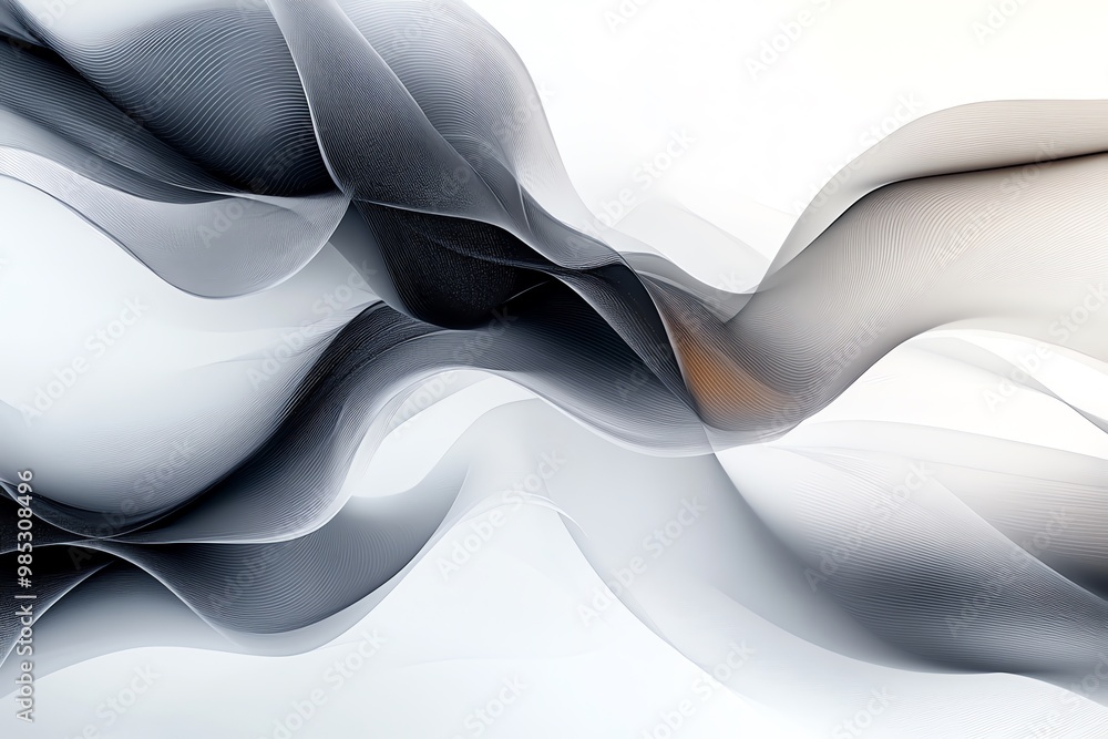 Poster Abstract gray and white wavy textured background with soft shadows and highlights.