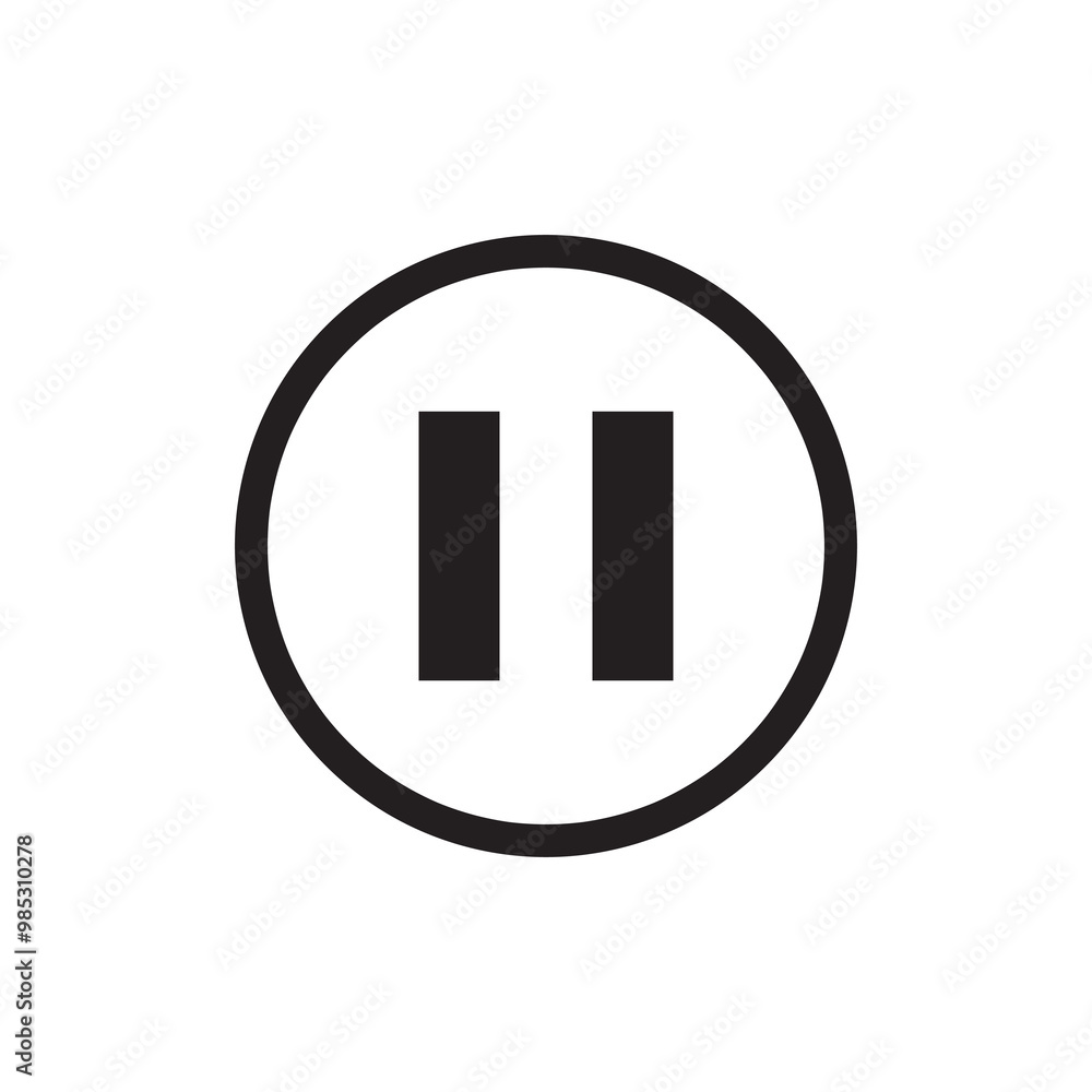 Poster pause sign. vector flat black simple trendy style illustration for web and app..eps