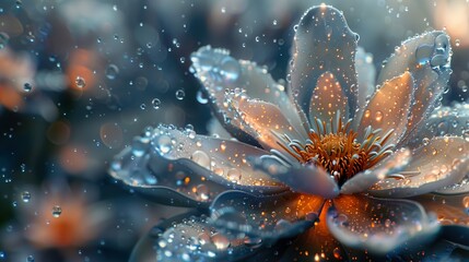 Fototapeta premium Close-Up of a Flower with Dew Drops