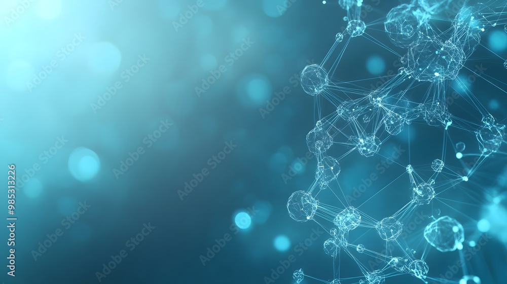 Poster abstract blue network with interconnected nodes and lines