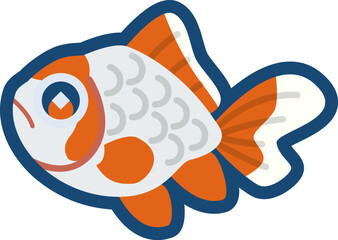かわいい金魚（三州錦）のイラスト	