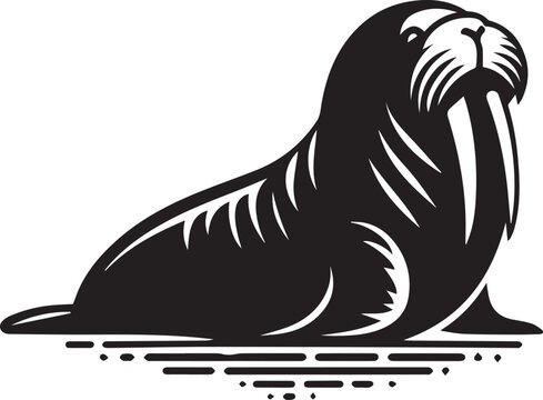recommend clip art: black Walrus silhouette vector black and white