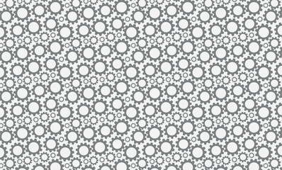 Beautiful gears pattern in gray and white tones, repeat pattern for backgrounds textures
