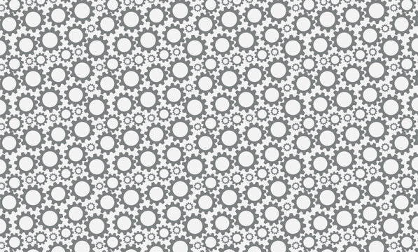 Beautiful gears pattern in gray and white tones, repeat pattern for backgrounds textures