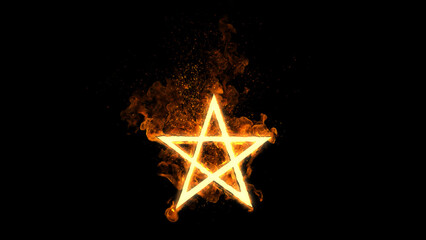 Obraz premium Ritual Summoning burning fire circle