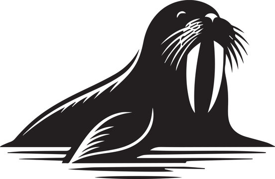 recommend clip art: black Walrus silhouette vector black and white