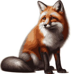 Red Fox Sit Down Illustration