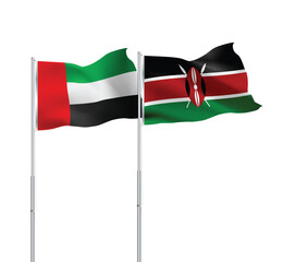 UAE,Kenya flags together on pole