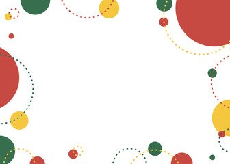 丸のポップなフレーム、シンプルな背景、クリスマスカラー