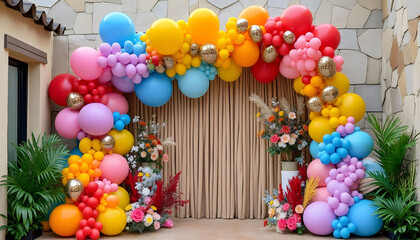 Colorful Balloon Arch Decoration for Party or Event