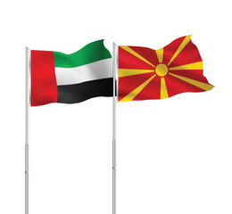 UAE,Macedonia flags together on pole