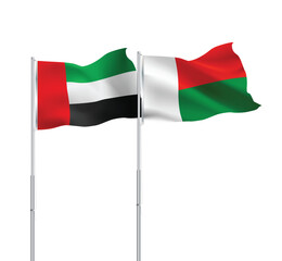 UAE,Madagascar flags together on pole