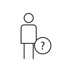 Person Circle Question Icon Design. Black Out Line Icon.