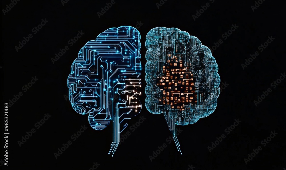Aufkleber the representation highlights the intricate link between technology and cognition.