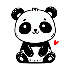 cartoon cute panda animal doodle hand drawn vector illustration template design