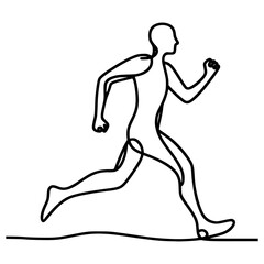 one line drawing running man sport vector illustration template design