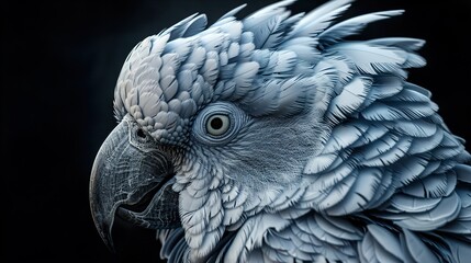 Close-Up Portrait of a Blue Parrot with Detailed Feathers