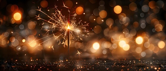 Fototapeta premium New Year sparkler against a bokeh background