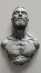 Abstract Sculpture of a Man's Face and Torso