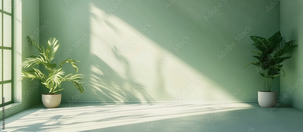 Poster green minimalist interior design in a contemporary setting featuring empty spaces and 3d rendering e