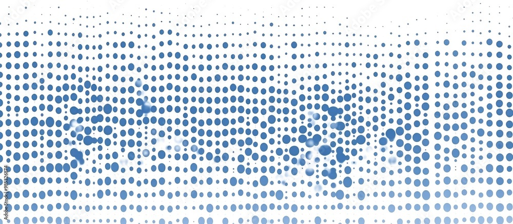 Poster abstract blue halftone pattern with rounded lines on a white background featuring vertical stripes