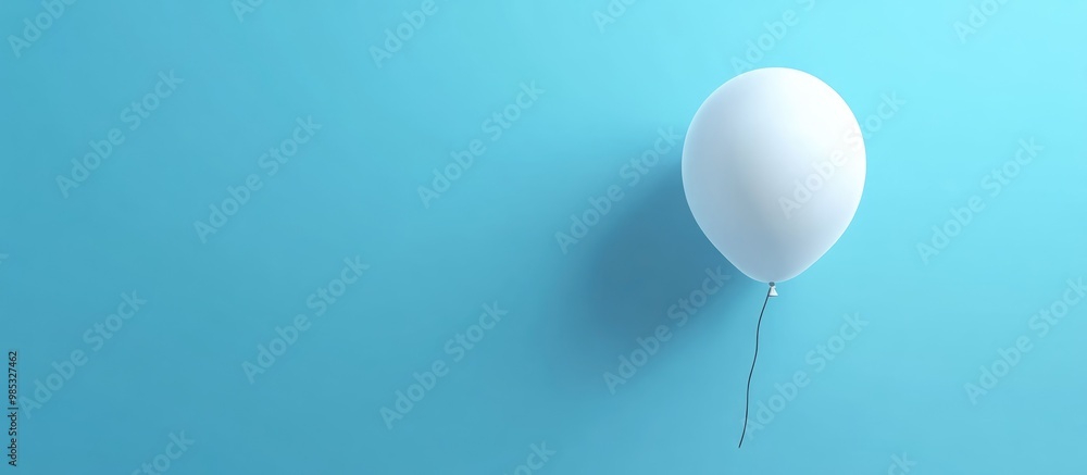 Aufkleber single white balloon isolated on a flat blue background casting a shadow creating a 3d visual effect