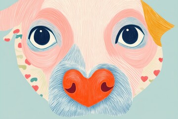 Heart illustration on a dog s nose ideal for a Valentine s Day themed coloring book page Fun design for notebook or calendar for pet enthusiasts