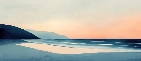 Panoramic twilight view of the ocean with softly blurred sea water capturing serene coastal beauty