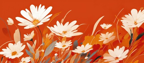 Fototapeta premium Orange and white Gazania rigens commonly known as Trailing Gazania in full bloom