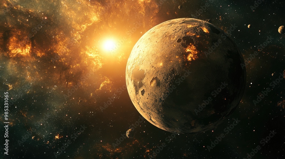 Aufkleber 3d rendering of a planetary scene depicting the world within the vastness of the universe