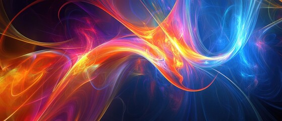 Obraz premium Dynamic abstract background featuring vibrant colors and lighting effects Fractal art representation
