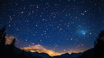 Stars twinkling in a night sky backdrop
