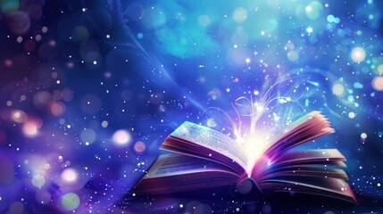 Magic Book with a Glowing Light