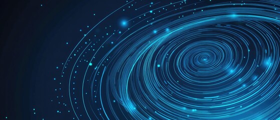 Fototapeta premium Colorful abstract business technology design with blue circular lines and swirls in a 2D cartoon style