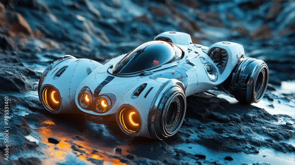 Aufkleber embark on a space adventure with a charming futuristic vehicle in this captivating 3d rendering expe