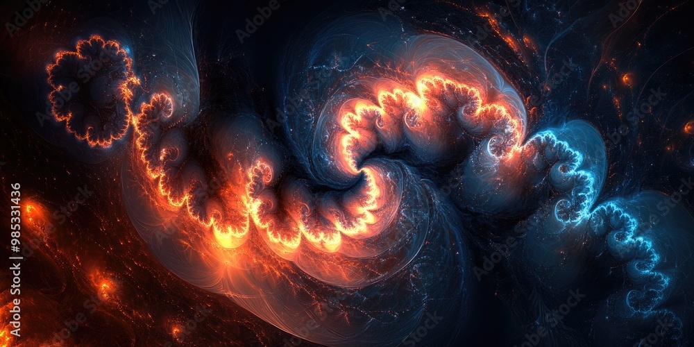 Poster fantasy abstract fractal backdrop featuring luminous effects for use in design projects