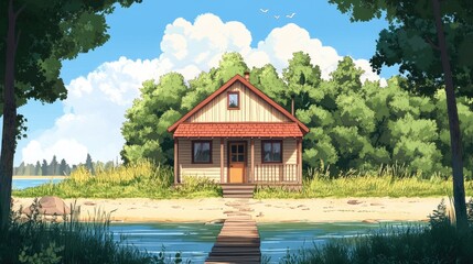 Obraz premium Summer Cottage 2D Animation