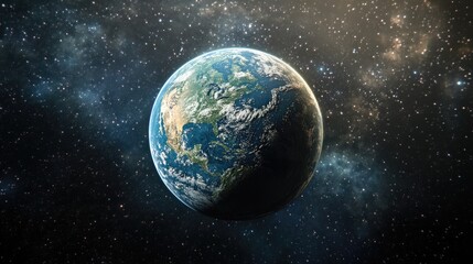 Naklejka premium 3D rendering of a planetary scene depicting the world within the vastness of the universe