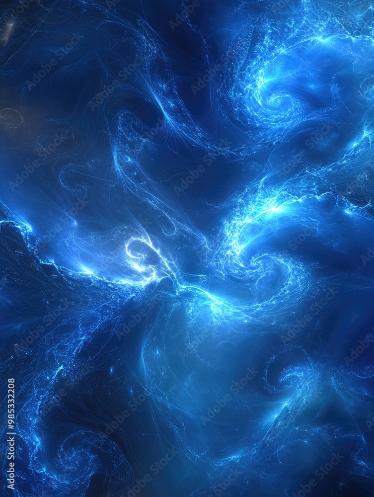 Poster abstract fractal background featuring blue light in a fantasy 3d rendering style