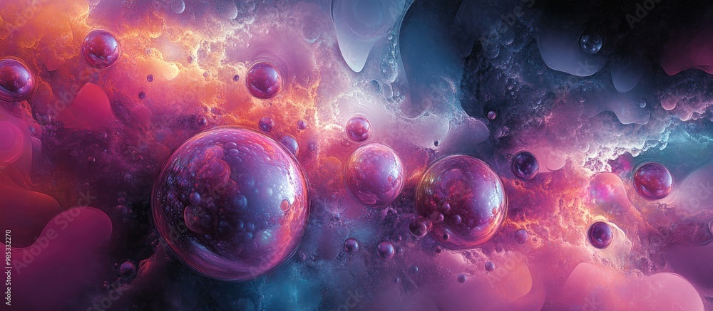 Poster fractal composition featuring metaballs in an abstract design