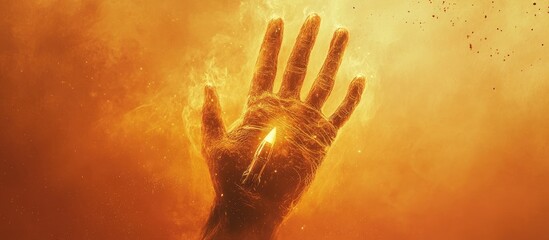 Surreal abstract illustration of a hand featuring character like fingers in a cosmic setting The rocket hand symbolizes leadership and management Suitable for poster and banner designs Psychedelic