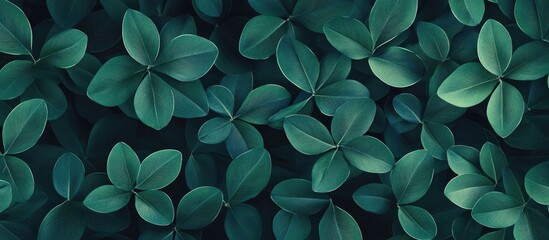 Top View Of Plant Leaves Abstract Dark Green Background