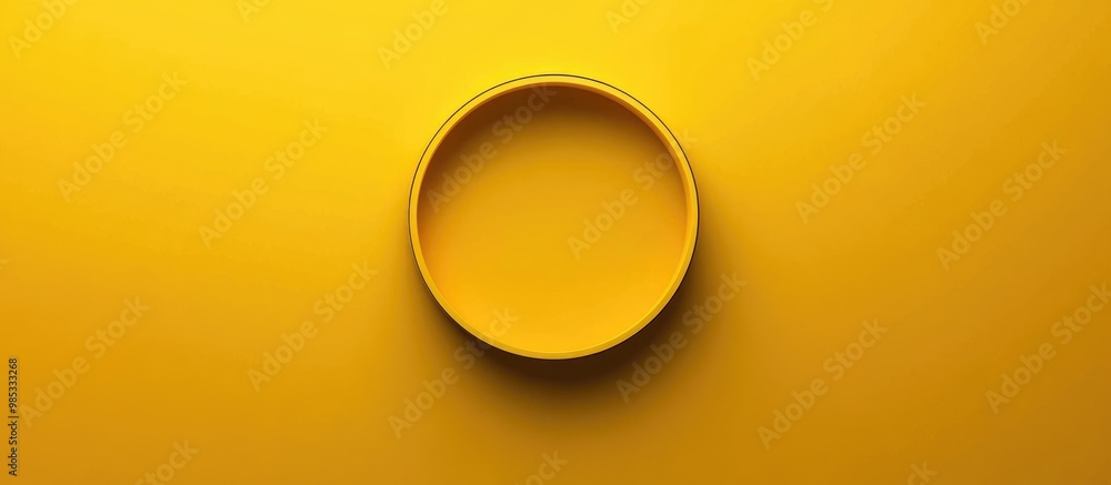Poster modern circular frame on vibrant yellow backdrop with empty space